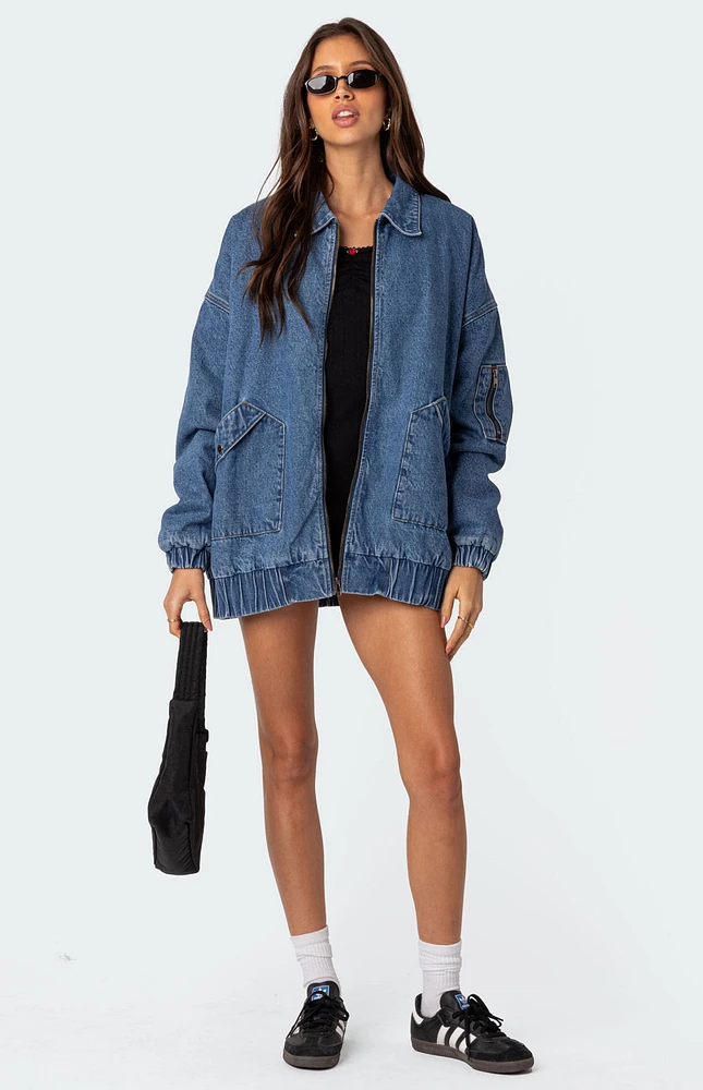 Edikted Sophie Oversized Washed Denim Coat