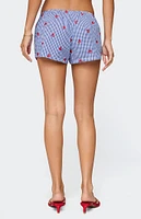 Edikted Cherry Embroidered Gingham Boxer Shorts