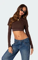 Edikted Vick Layered Cropped T-Shirt