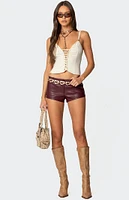 Edikted Melaney Faux Leather Micro Shorts