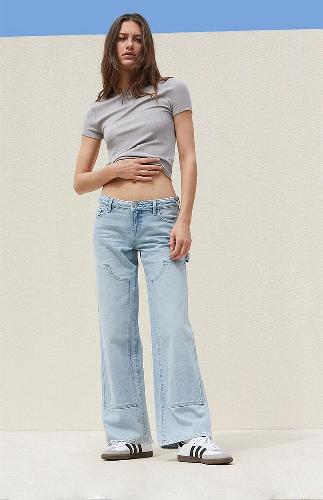 PacSun Light Indigo Low Rise Wide Leg Carpenter Jeans