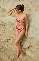 Pacsun Red Striped Marigold Crochet Bandeau Bikini Top