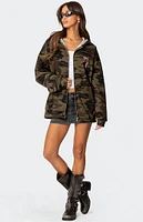 Edikted Camo Oversized Bow Detail Hoodie