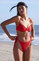 Pacsun Eco Red Coral Scrunch Tie Back Bralette Bikini Top