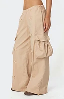Edikted Bow Trim Cargo Parachute Pants