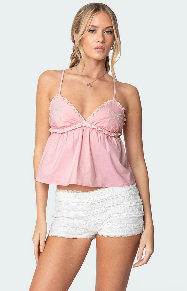 Edikted Bow & Frill Babydoll Top