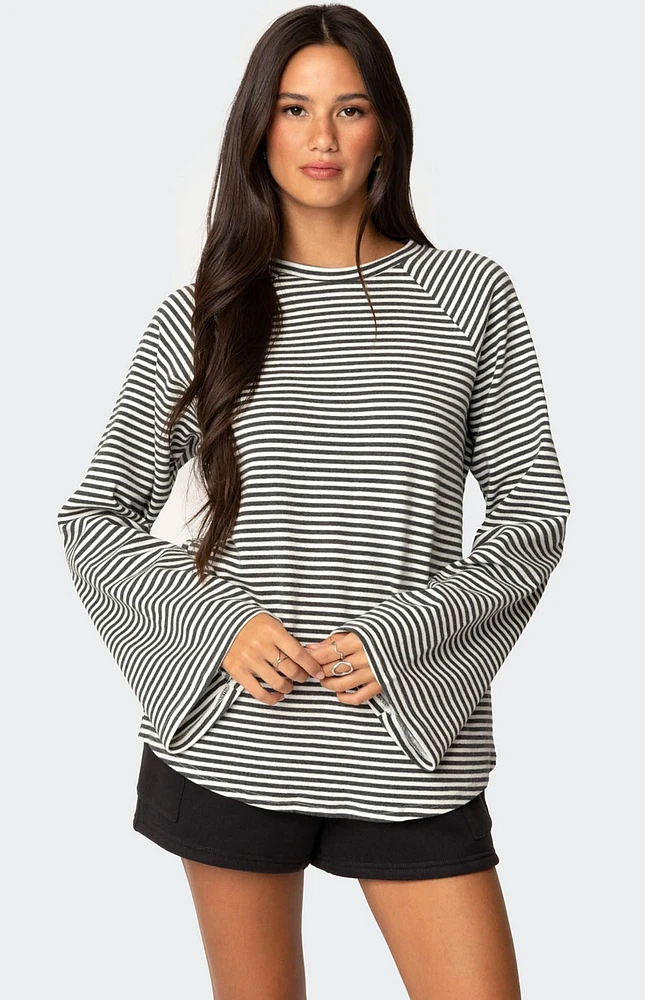 Edikted Stripey Oversized Bell Sleeve Top