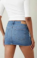 Pacsun Bella Stretch Dark Indigo Mid Rise Denim Mini Skirt