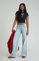 PacSun Casey Light Indigo Asymmetrical Low Rise Baggy Jeans