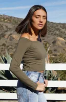 John Galt Olive Maison Off-The-Shoulder Top