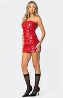 Edikted Samba Sequin Strapless Mini Dress