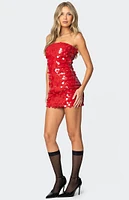 Edikted Samba Sequin Strapless Mini Dress