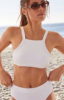 Roxy Ribbed Love High Neck Cropped Bikini Top
