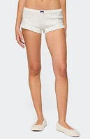 Edikted Avalon Dotted Pointelle Ruffle Shorts