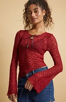 Beverly and Beck Mollie Lace Asymmetrical Long Sleeve Top