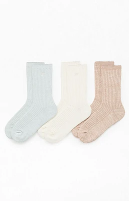 PacSun 3 Pack Marled Neutral Crew Socks