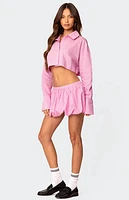 Edikted Hila Pinstripe Bubble Mini Skirt