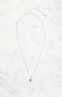 Two Tone Heart Chain Necklace