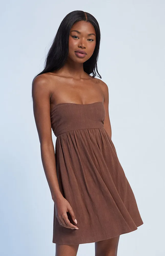 LA Hearts Tie Back Strapless Mini Dress