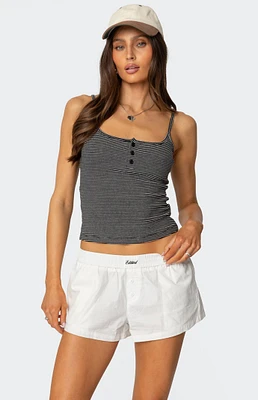 Edikted Striped Henley Tank Top