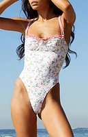 Pacsun Floral Elise Ruffle One Piece Swimsuit