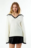 WEWOREWHAT Collar V Neck Oversized Sweater