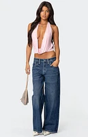 Edikted Contrast Stitch Low Rise Boyfriend Jeans