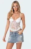 Edikted Rhea Sheer Lace Tank Top