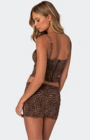 Edikted Edin Leopard Print Mesh Bra Top