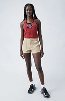 PacSun Light Brown Mid Rise Slouchy Workwear Shorts