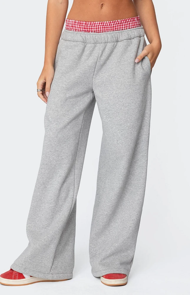 Edikted Gingham Boxer Detail Sweatpants