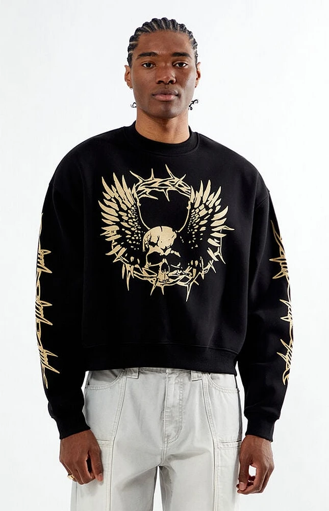 Pacsun Barbed Wings Cropped Crew Neck Sweatshirt