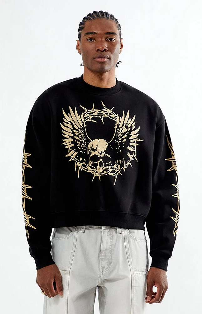 PacSun Barbed Wings Cropped Crew Neck Sweatshirt