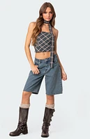 Edikted Plaid Two Piece Scarf Top