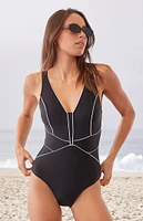 Cupshe Monochrome Plunging One Piece Swimsuit