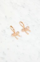 LA Hearts Rhinestone Bow Drop Huggie Earrings