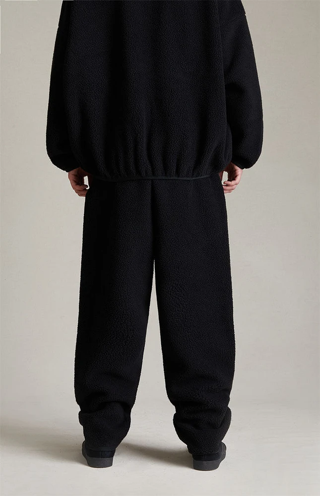 Jet Black Sherpa Polar Fleece Sweatpants