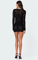 Edikted Embroidered Sheer Knit Mini Dress