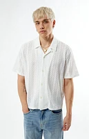 Pacsun White Lance Swirl Knit Oversized Camp Shirt