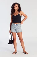 PacSun Light Indigo Button Fly High Waisted Denim Festival Shorts