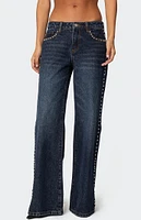 Edikted Stassie Studded Low Rise Jeans