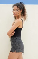 PacSun Black Rhinestone High Waisted Denim Festival Shorts