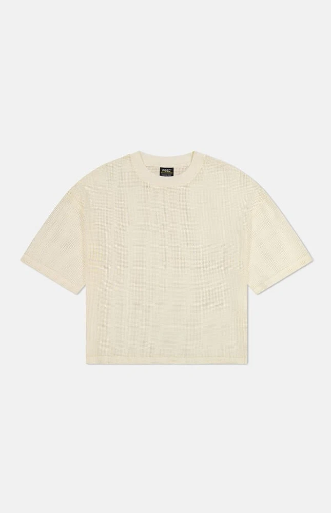 WeSC America Inc Cream Mesh Cropped T-Shirt