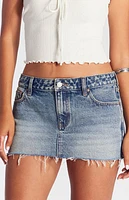 Pacsun Medium Indigo Low Rise Raw Cut Denim Micro Shorts