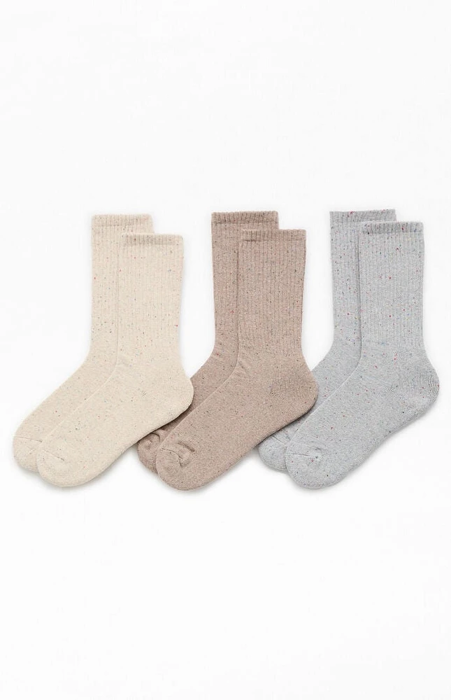 PacSun 3 Pack Neutral Marled Crew Socks