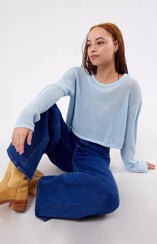 LA Hearts Sea Breeze Cropped Sweater