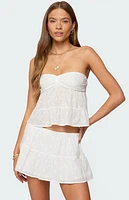 Edikted Dora Strapless Eyelet Babydoll Top