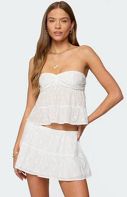 Edikted Dora Strapless Eyelet Babydoll Top
