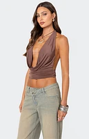 Edikted Deep Cowl Neck Open Back Top