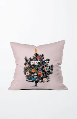 Pink Christmas Tree Outdoor Throw Pillow